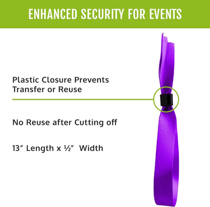 Wristco 100 Blue Cloth Event Wristbands – Plastic Closure to Prevent Transfer or Reuse – Premium-Grade Fabric Bracelets for Party Entry, Summer Camp, VIP Identification, Drink Ticket ID