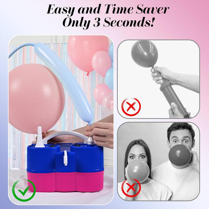Togvu Electric Balloon Pump, 3-in-1 Portable Air Pump for Inflatables and Balloons, Dual Nozzle Balloon Blower Machine for Latex 260q Foil Balloons 110V Inflator Deflator for Pool Floats Air Mattress