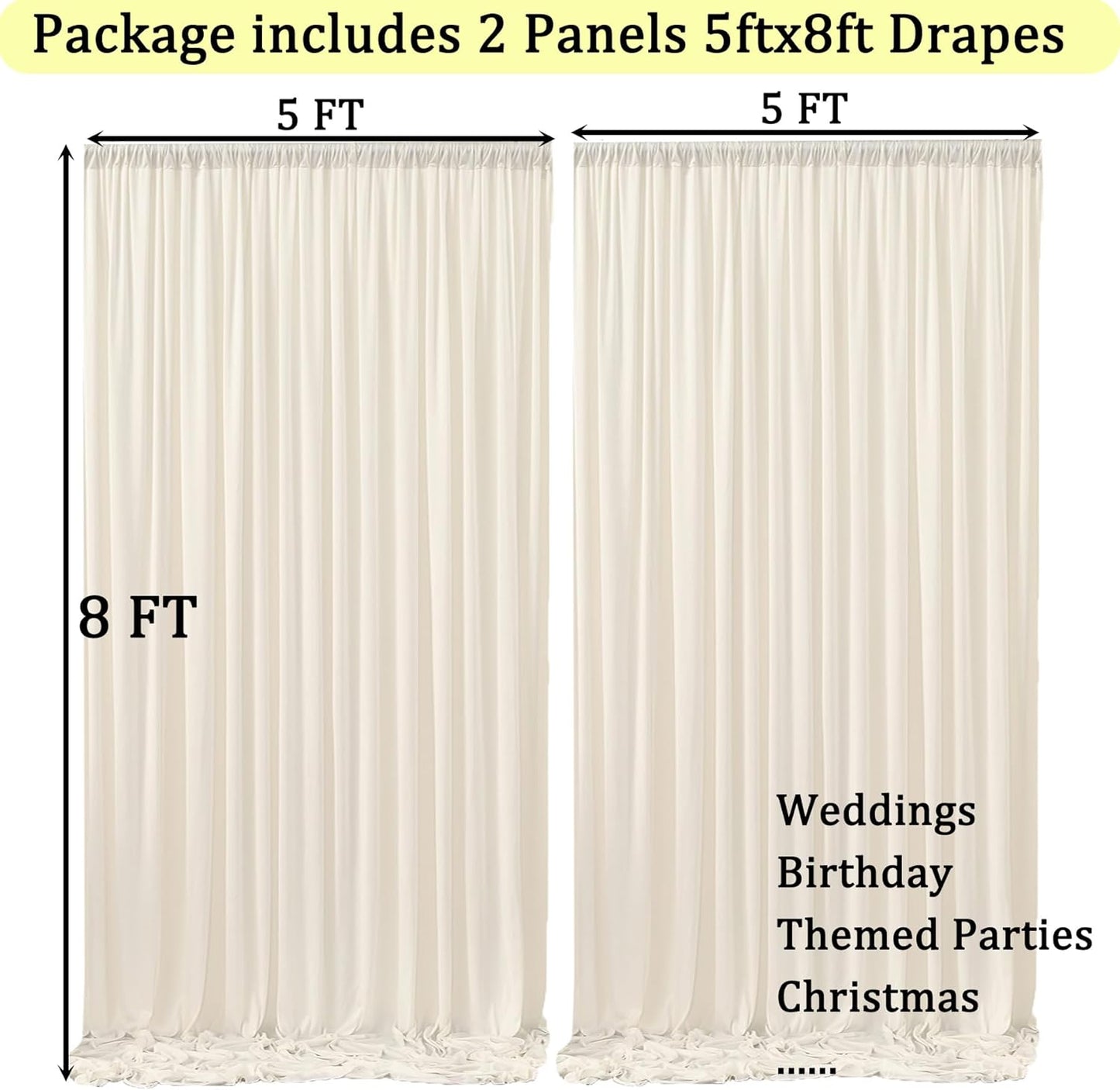 10ftx10ft Black Backdrop Curtains for Weddings Parties, Wrinkle Free 2 Panels Silky Polyester Photo Backdrop Drapes Back Drop Cloth Drapery for Birthday Mother'sDay Photography Background