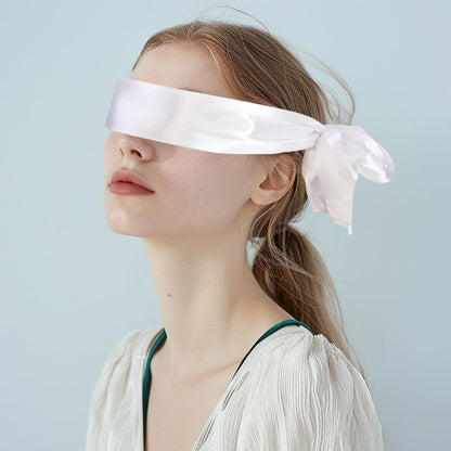 Blindfolds for Party Games Blindfolds for Adult Play/Adults Couples/Party Games, 4.92ft Satin Eye mask, Polyester Satin Sleep Mask, Romantic White Blindfold