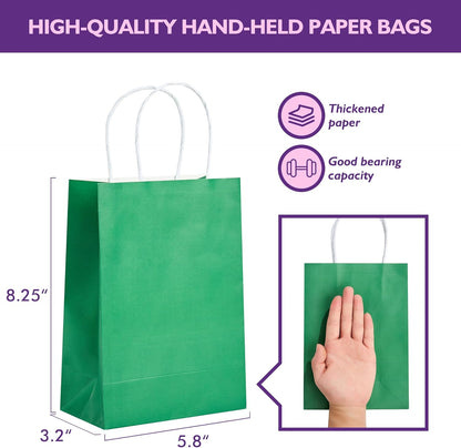 32 Pack Paper Gift Bags with Handles, 5.8"×3.2"×8.25" Party Favor Bags, Gift Bags, Small Gift Bags with Handles, Party Bags, Small Goodie Bags Bulk for Birthday, Crafts, Wedding, Party Supplies (8 Colors)