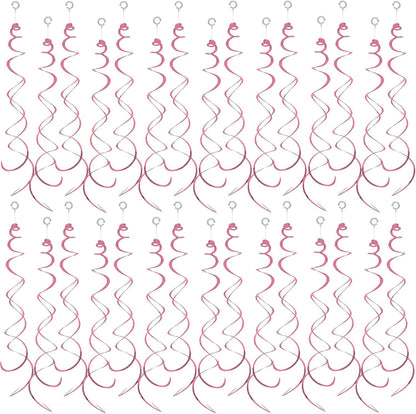 30 Pieces Hanging Swirl Party Decorations Foil Decorations Ceiling Swirl Spiral Hanging Plastic Streamer for Ceiling Birthday Graduation Wedding Celebration Baby Shower Party Supply (Black)