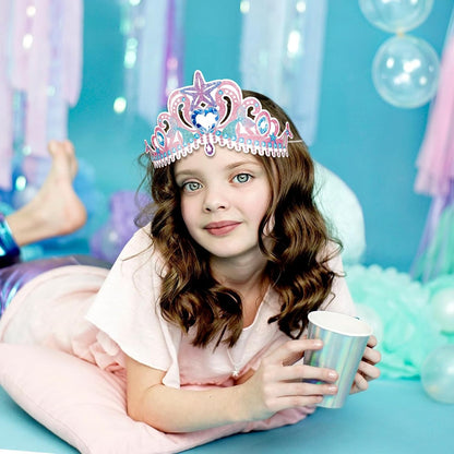 Konsait 12 Count Mermaid Party Hats, Paper Mermaid Headband Mermaid Crown for Girls, Mermaid Party Favors Under the Sea Party Supplies