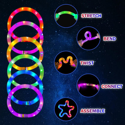 Glow Sticks Party Favors Supplies for Toddlers 18 PCS, Camping Essentials Toys Gifts for Kids, Light up Pop Tubes Necklace ＆ Bracelet Accessories, Treats Non Candy for Graduation, Birthday, Wedding