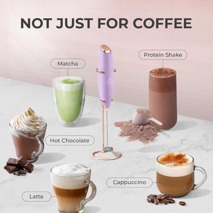 Zulay Kitchen Powerful Milk Frother Wand With Duracell Batteries - Ultra Fast Handheld Drink Mixer - Electric Whisk Foam Maker for Coffee, Lattes, Cappuccino & Matcha - Z1 Motor - Black - Colors C