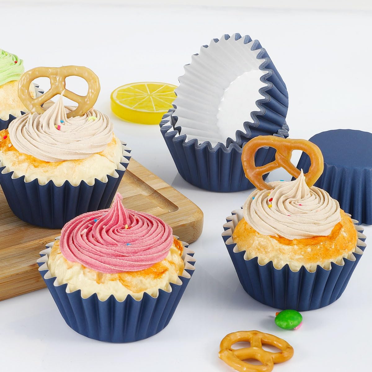 Caperci Heavy Duty Standard White Cupcake Liners 150 Counts - Grease-Resistant Paper Muffin Baking Cups, Odorless, No Muffin Pan Needed, Easily Peels (White)