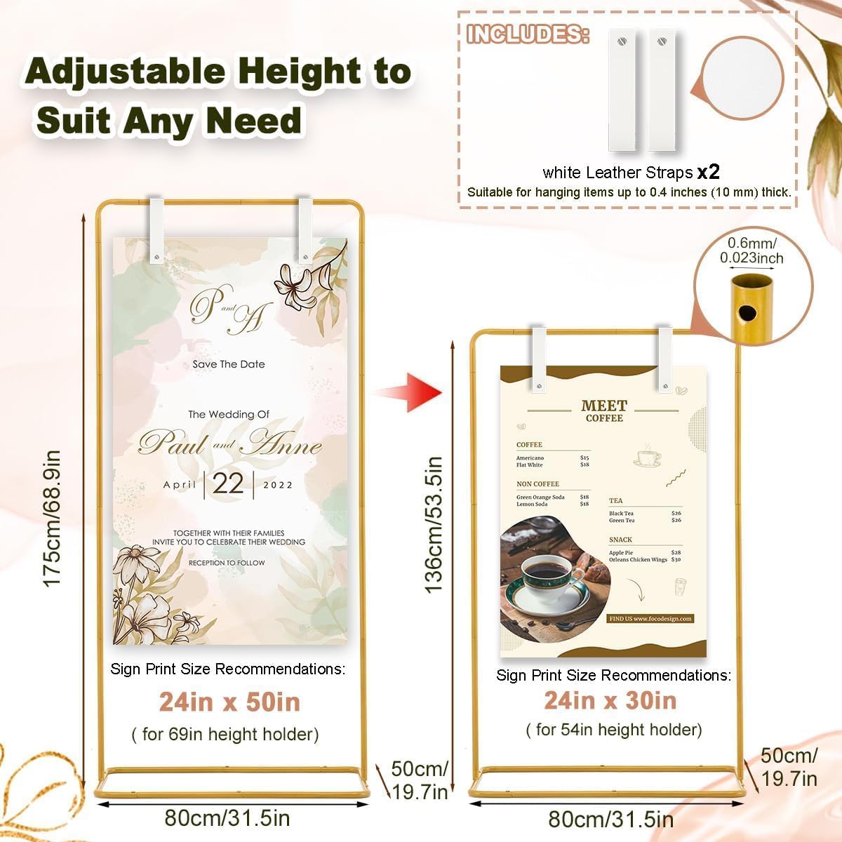 Wedding Welcome Sign Stand, 69" Wedding Sign Holder for Seating Charts ,Welcome to Our Wedding Sign Stand for Event Decor,Welcome Sign Stand for Party to Welcome Guests