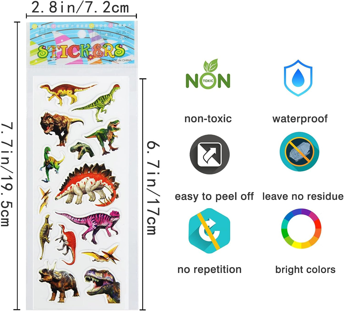 24 Sheets(500+) 3D Puffy Stickers for Toddlers Kids, Bulk Preschool Sticker Sheets for Reward, Craft, Scrapbooking Including Animal, Fruits, Dinosaurs, Fish and More