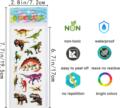 24 Sheets(500+) 3D Puffy Stickers for Toddlers Kids, Bulk Preschool Sticker Sheets for Reward, Craft, Scrapbooking Including Animal, Fruits, Dinosaurs, Fish and More