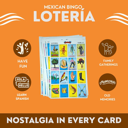 The Original Loteria Game Set, Loteria Mexican Bingo, Loteria Mexicana, La Loteria Cards and Bingo Chips Included - 20 Players