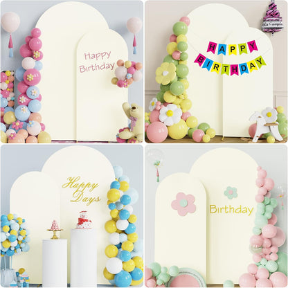 Wokceer Wedding Arch Backdrop Stand and Cover Set of 2 Metal Arch Stand with Arch Cover White 7.2FT, 6FT for Birthday Party Wedding Ceremony Bridal Baby Shower Event Decor