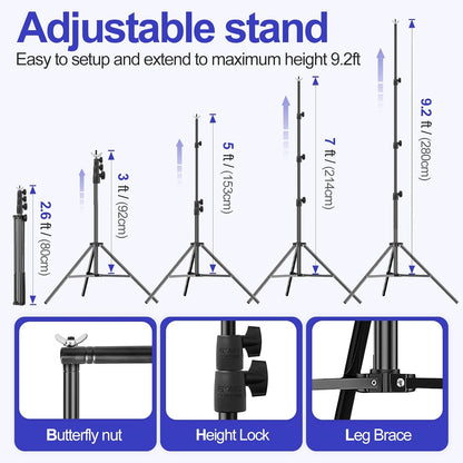 EMART 10x10FT Backdrop Stand, Photo Studio Back Drop Adjustable Stand with 6 Backdrop Clamps,2 Sandbags and Carry Bag,Heavy Duty Background Support System Kit for Photography,Parties,Wedding,Video