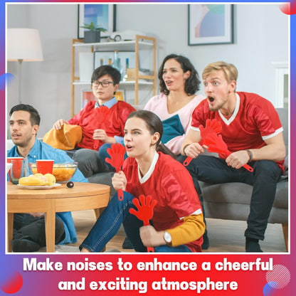 4 Pieces Jumbo Hand Clappers 11 Inch Noise Makers Party Favors Giant Large Hand Clappers Noise Makers for Sporting Events Cheers Ball Dance Basketball Football Noisemakers (Red)