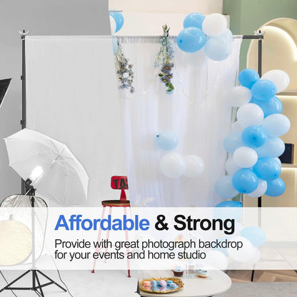 EMART Backdrop Stand 10x7ft(WxH) Photo Studio Adjustable Background Stand Support kit with 2 Crossbars, 8 Clamps, 2 Sandbags and Carry Bag for Parties, Events Decoration, Wedding, Photography -White