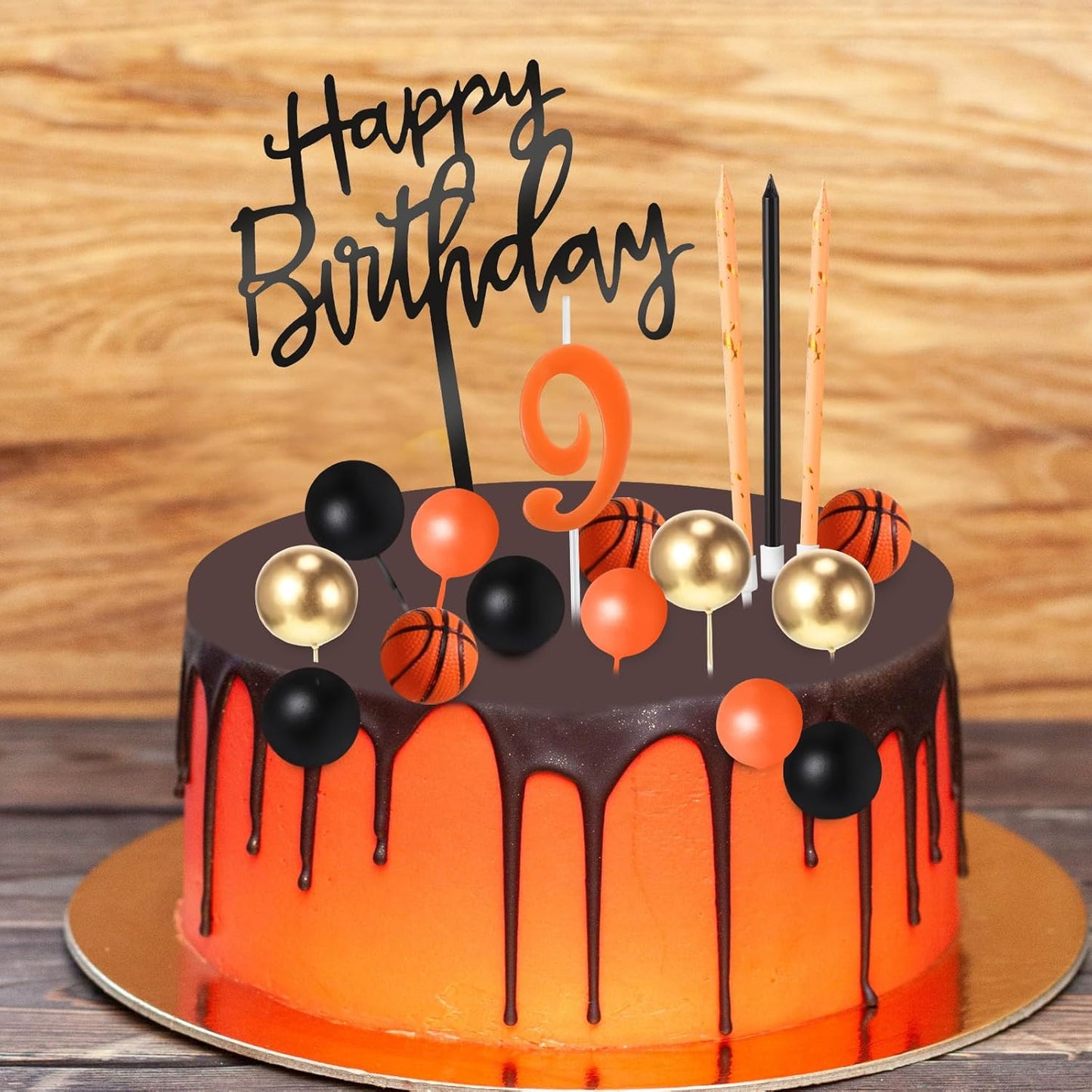 Yerliker 34 Pcs Happy Birthday Cake Toppers Decorations Birthday Candles DIY Cake Decor for Men Women Wedding Anniversary(Gold)