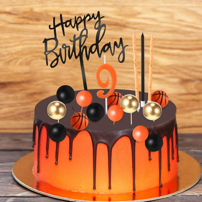 Yerliker 34 Pcs Happy Birthday Cake Toppers Decorations Birthday Candles DIY Cake Decor for Men Women Wedding Anniversary(Gold)