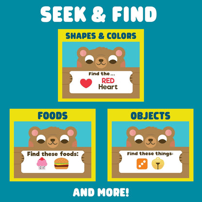 Chuckle & Roar Sensory Seek & Find Scavenger Hunt Bear – Plush Travel Toy with Hidden Objects, 40 No-Reading Challenge Cards, Sensory Activity for Focus & Calm, Toddler Gift Ages 3+