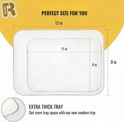 3 Pack Plastic Serving Trays for Party - Gold Serving Tray 8 x 11 Inch - Heavy Duty Dessert Trays for Food - Rectangular Party Serving Trays for Entertaining - Clear Cookie Platters