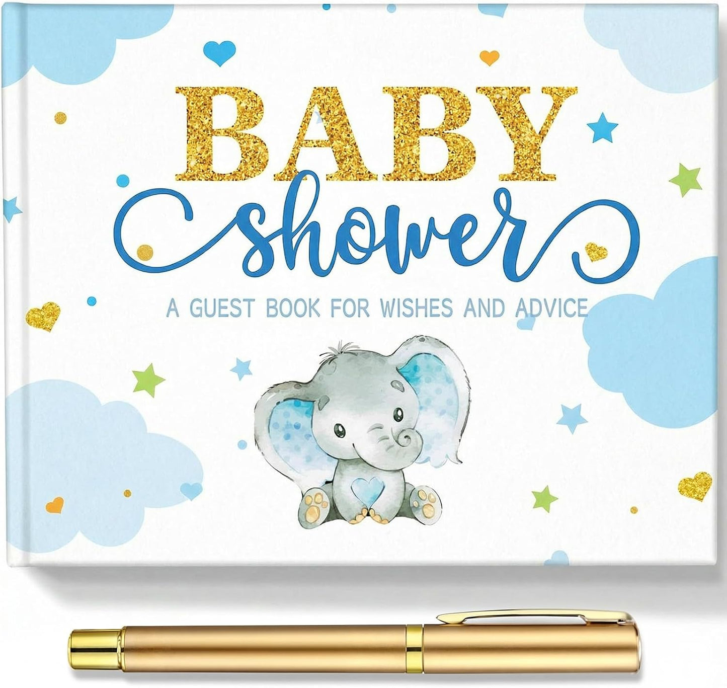 Fuyoooo 27 Pcs Safari Animal Baby Shower Guest Book Set Baby Shower Sign in Guest Floral Book Place Table Cards with Gold Pen Adhesive Photo Corner for Birthday Party