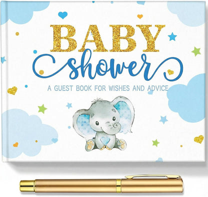 Fuyoooo 27 Pcs Safari Animal Baby Shower Guest Book Set Baby Shower Sign in Guest Floral Book Place Table Cards with Gold Pen Adhesive Photo Corner for Birthday Party