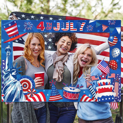 4th of July Photo Booth Props Photo Frame Independence Day Photography Posing Selfie Supplies Funny Picture Decorations for Patriotic Memorial Themed Party Favor Masquerade Backdrop Decor Supplies