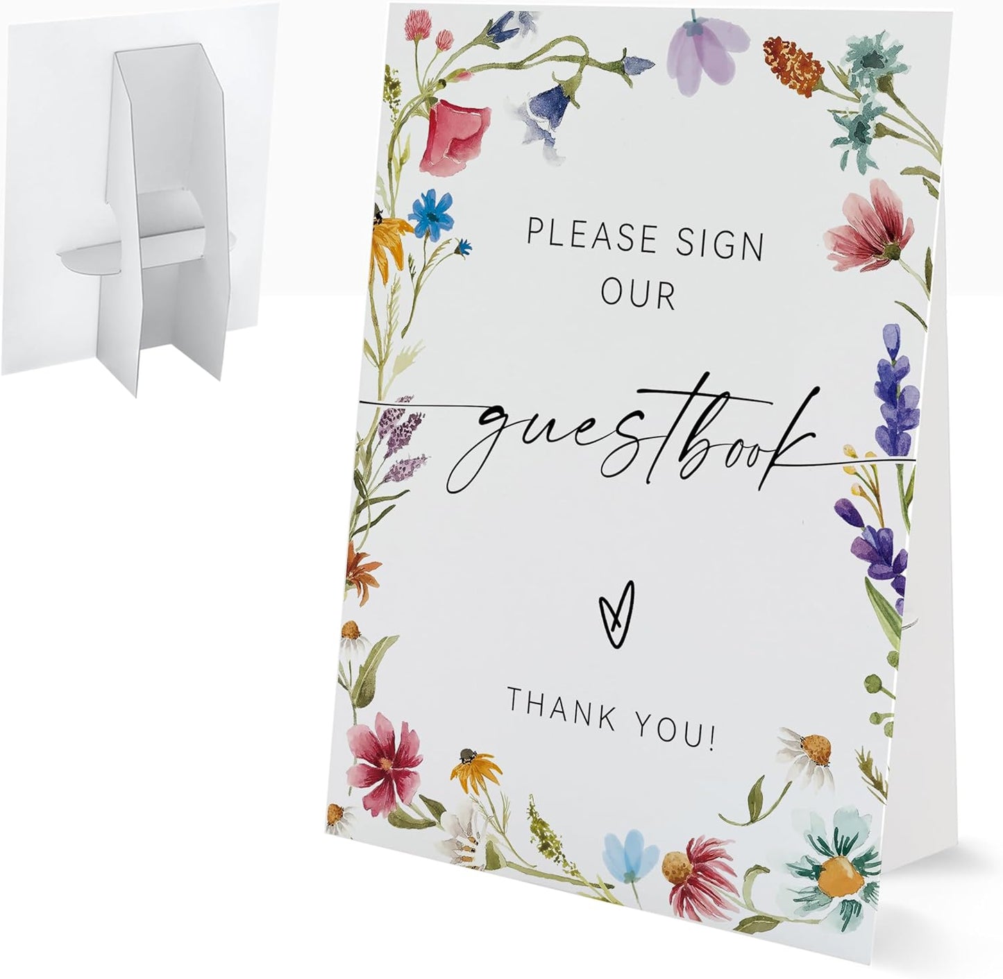 Bible Guest Book Sign, Wedding Signs for Ceremony and Reception, Floral Bridal Shower Decoration, Wedding Signage with Bracket, Bridal Shower Decor, Supplies For Engagement and Anniversary Parties, 13