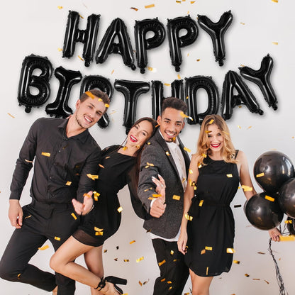 Happy Birthday Balloons Banner, Foil Balloon Personalized Name Letters Balloons Sign Birthday Party Decorations for Women Men Boys Girls Cream