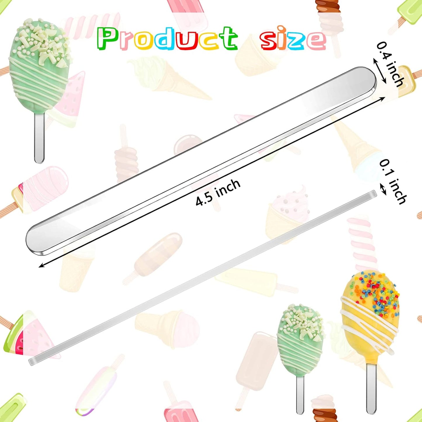 30 Pieces Acrylic Sticks Reusable Cakesicle Cake Pop Mold Mirror Ice Pop Sticks Ice Cream Cakesicle Mold for Home Cake Candy Gifts Party Craft