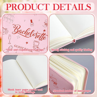 Patelai Bachelorette Party Guest Book with Pen, 8.7 x 7.1 Inches for Bridal Shower Scrapbook Photo Album Signature Memory Keepsake Book Bachelorette Wedding Party Favors, 56 Sheets