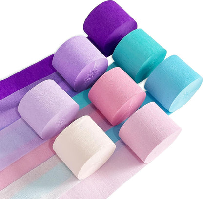 Blue Crepe Paper Streamers 8 Rolls 656 ft Crepe Paper Decorations for Birthday Party, Baby Shower or Reunion (Blue Gradient)
