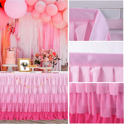 Pastel Rainbow Table Skirt Ruffle Party Tablecloth for Rectangle Table 6ft Birthday Party Baby Shower