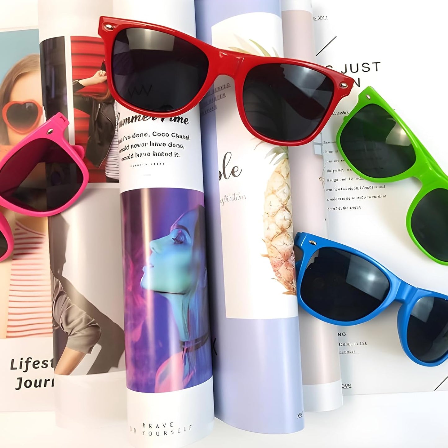 20 Pairs Bulk Sunglasses for Adult Retro 70s 90s Cheap Glasses (Black)