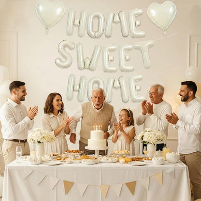 TONIFUL 16 Inch Cream White HOME SWEET HOME Letter Balloon,Decoraction for Housewarming, New Home Parties and Homecoming Celebrations,Ivory White Balloon Banner for Welcome Sign and Party Supplies