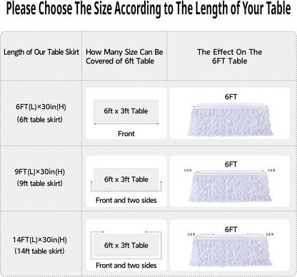 leegleri 6FT Tulle Ruffle Curly Willow Table Skirt for Rectangle or Round Tables, Under The Sea Ocean Blue Baby Shark Themed Tutu Table Skirt for Baby Shower, Birthday Party