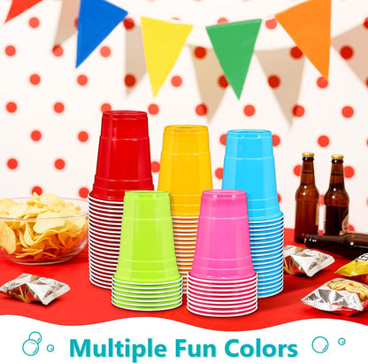LANLISA 50 Gold Plastic Cups, 16 oz Disposable Cups, Drinking Cups For Birthday Party Supplies, Graduation, Thanksgiving Decorations, Harvest, Fall, New Years