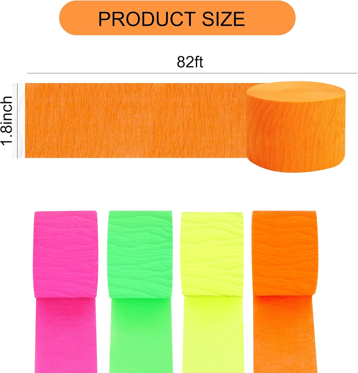 BEISHIDA 8 Rolls Red Yellow Blue and Green Crepe Paper Streamers for Carnival Circus Sesame Street Paw Party Decorations, Birthday DIY Craft Paper(1.8 Inch x 82 Ft/Roll)