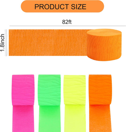 BEISHIDA 8 Rolls Red Yellow Blue and Green Crepe Paper Streamers for Carnival Circus Sesame Street Paw Party Decorations, Birthday DIY Craft Paper(1.8 Inch x 82 Ft/Roll)