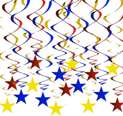 Gold Twinkle Stars Hanging Swirls Decorations Ceiling Swirl Foil Decoration Hanging Gold Party Supplies for Birthday Baby Shower Wedding, 32 pcs
