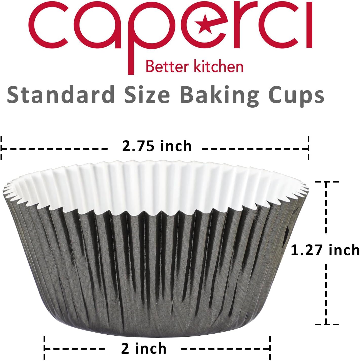 Caperci Standard Cupcake Liners Gold Foil Muffin Baking Cups 150-Pack - Premium Greaseproof & Sturdy Cupcake Papers