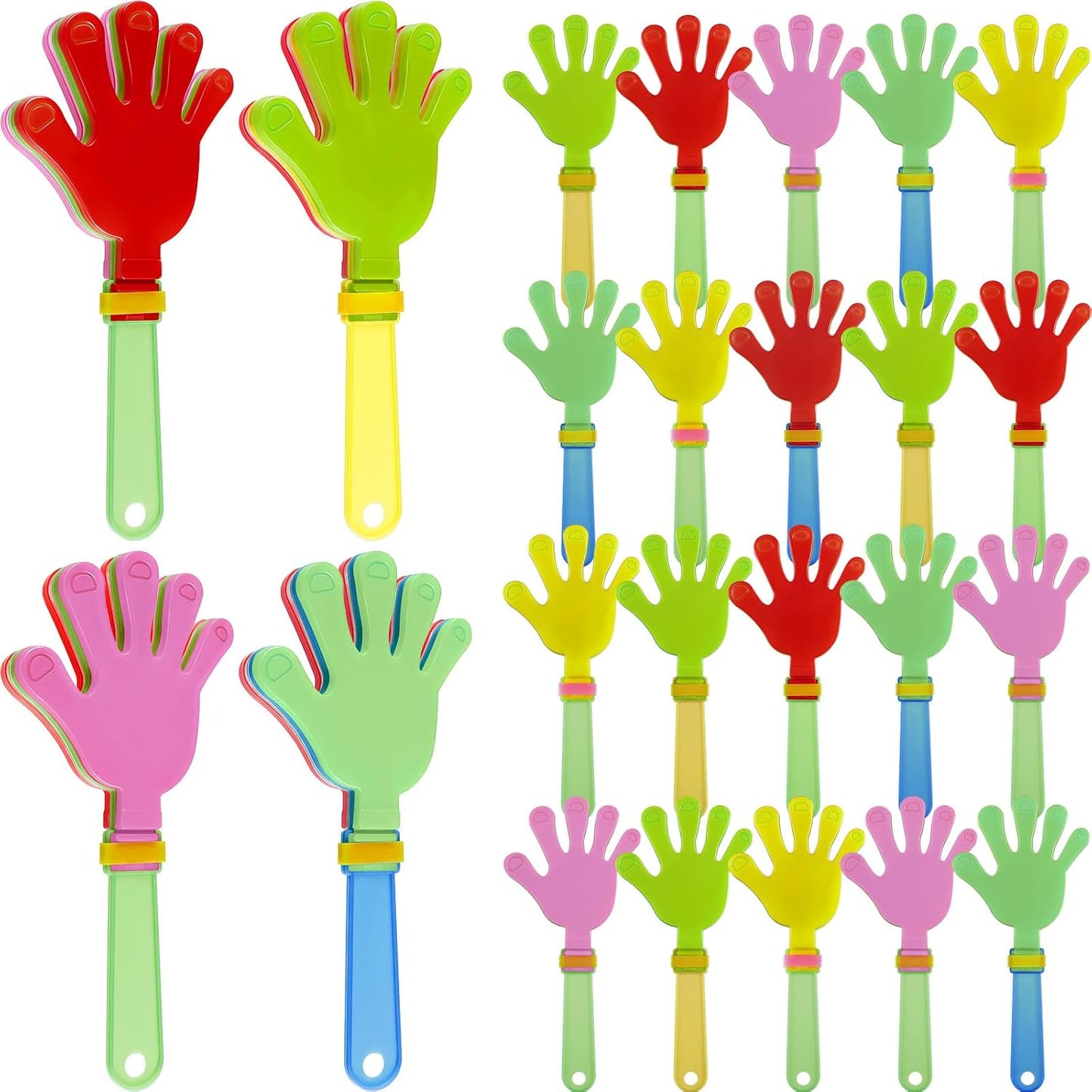 Meooeck 24 Pcs Hand Clappers 11 Inch Large Hand Clappers Noisemakers Bulk Cheer Noise Makers Finger Noise Makers for Sporting Events Fiesta Birthday Rewards Basketball Football Game Party Favors