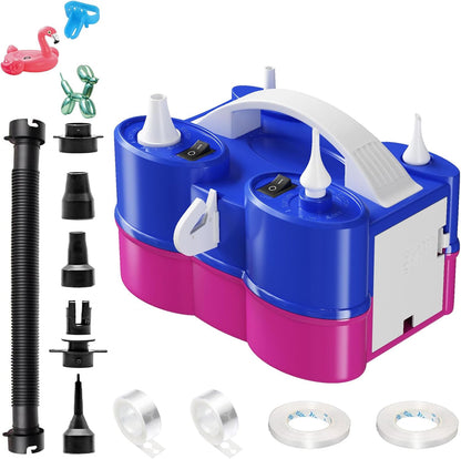 Togvu Electric Balloon Pump, 3-in-1 Portable Air Pump for Inflatables and Balloons, Dual Nozzle Balloon Blower Machine for Latex 260q Foil Balloons 110V Inflator Deflator for Pool Floats Air Mattress