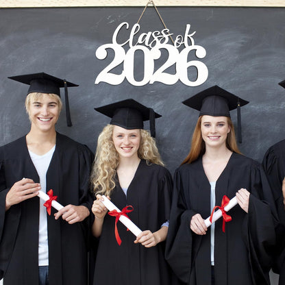 Class of 2026 Wooden Sign Graduation Party Decorations 2026 White Graduation Photo Booth Prop Senior2026 Sign for High School College Party
