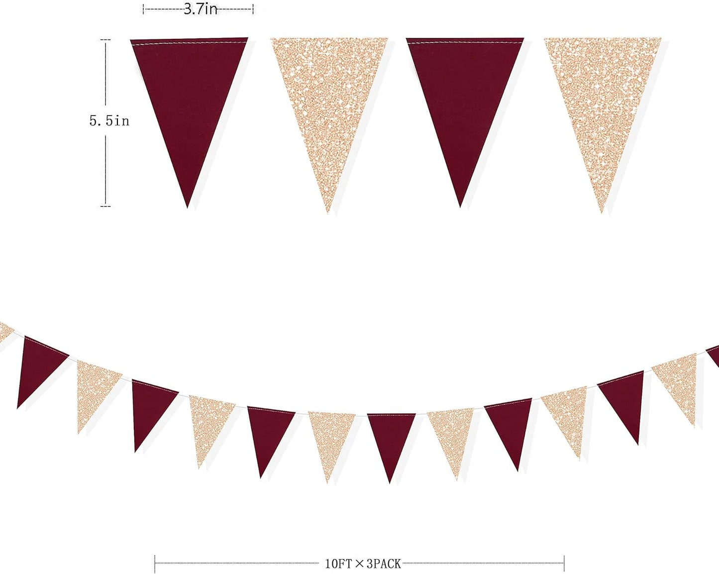 30Ft Navy Blue Gold and Beige Party Decorations Royal Blue Gold Triangle Flag Pennant Banner Bunting for Graduation Birthday Wedding Bridal Shower Nautical Ahoy Achor Theme Party Decorations Supplies