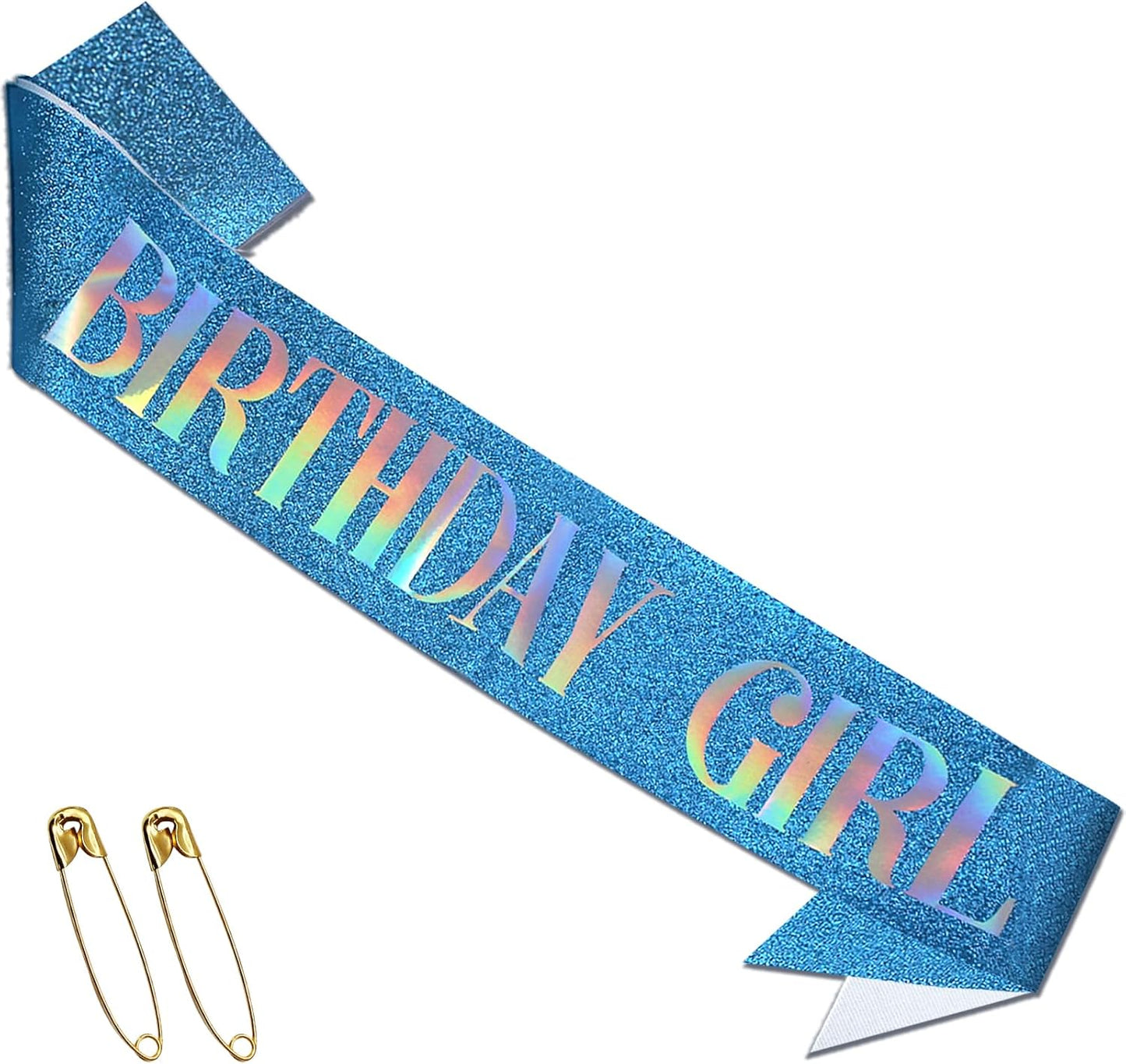 RUDONG M Birthday Girl Sash Glitter - Silver Birthday Sash for Women & Girls | Sweet 16/18th/21st/30th/40th/50th/60th/70th, All-Age Celebration Party Decor