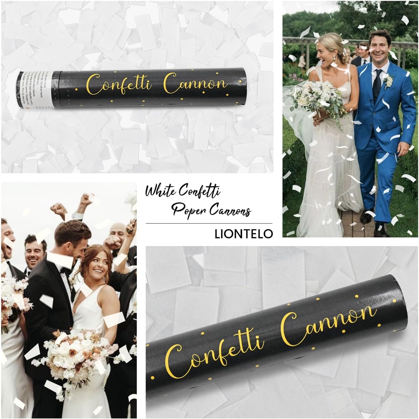 Confetti Cannon Gold Party Poppers 12 Inch Streamer Cannon 12 Pack Golden Party Poppers Shooters Foil Gold Popper Cannon Bulk for Wedding,Birthday,Graduation,New Year Celebration