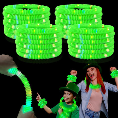 Orange Glow Sticks Party Favors Supplies for Kids 24 PCS,4th of July LED Light up Pop Tubes for Toddlers,Neon Necklaces Bracelets Accessories,Birthday Dance Party 250th Anniversary Camping Toys Gifts