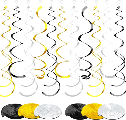 36 Pcs Hanging Swirl Party Decorations Plastic Streamer Swirls Spiral Party Decorations for Ceiling Birthday Wedding Baby Shower Graduation(Multicolored)