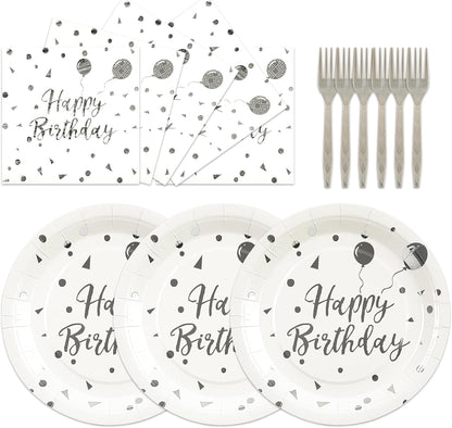 75PCS Paper Plates and Napkins Set - White and Gold Dot Disposable Party Dinnerware Includes Paper Plates, Napkins, Forks Decorations for 2026 New Year, Birthday, Wedding and Holiday, Serves 25