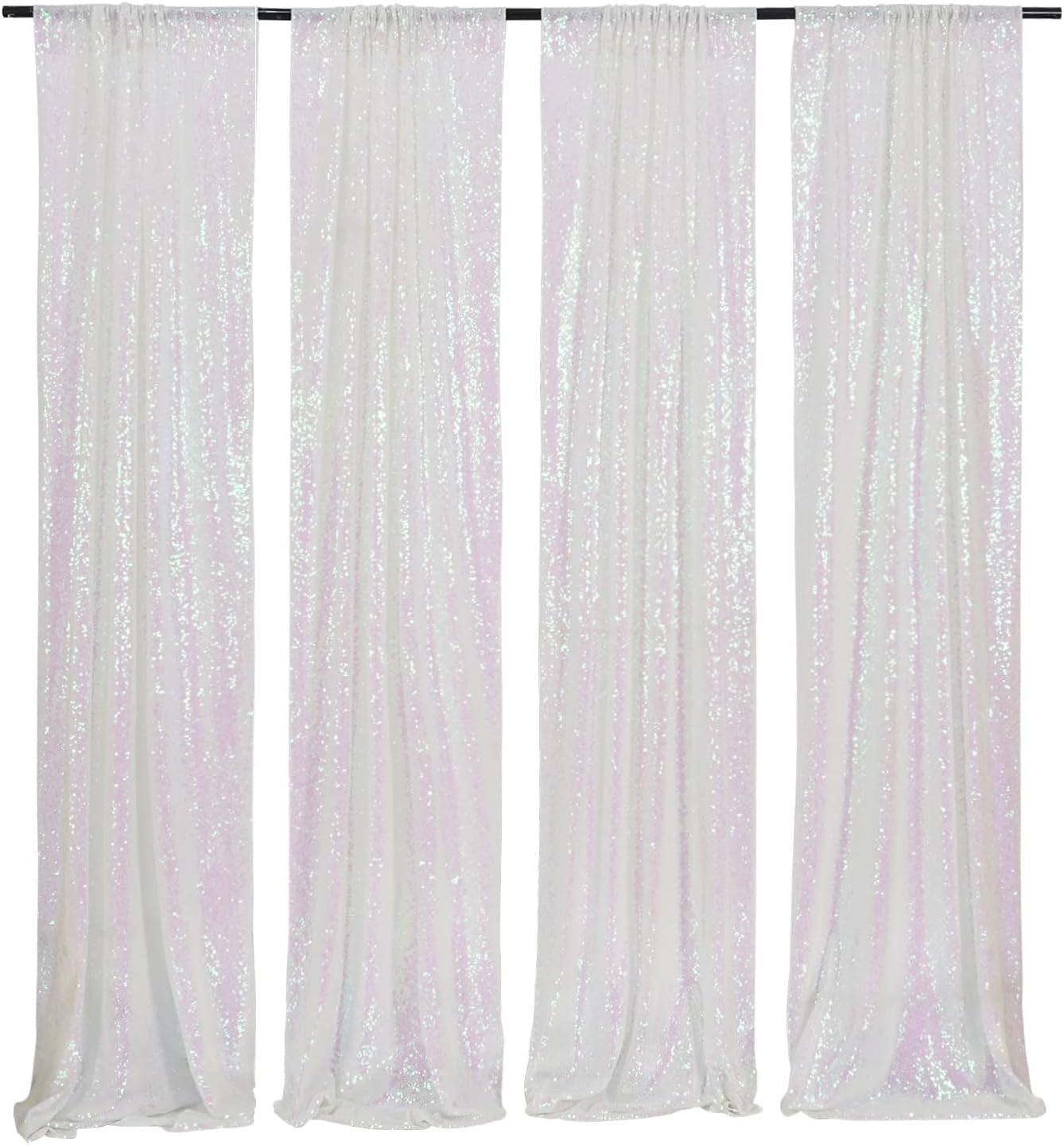 Poise3EHome Black Sequin Backdrop Curtains, 2 Panels 2FTx8FT Glitter Photo Booth Backdrop for Halloween Birthday Bachelorette Wednesday Twilight Party Decorations
