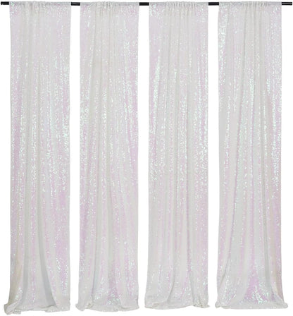 Poise3EHome Black Sequin Backdrop Curtains, 2 Panels 2FTx8FT Glitter Photo Booth Backdrop for Halloween Birthday Bachelorette Wednesday Twilight Party Decorations